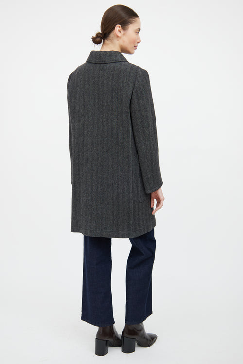 Etro Grey & Black Wool Tweed Coat