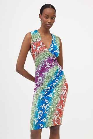 Etro Jersey Ruched Printed Dress
