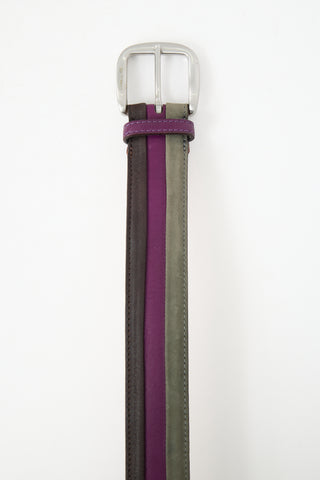 Etro Leather & Suede Stripe Belt