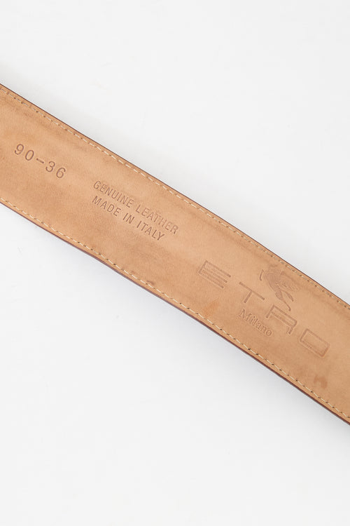 Etro Leather & Suede Stripe Belt