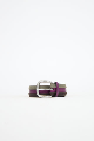 Leather & Suede Stripe Belt