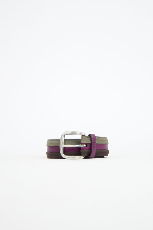 Leather & Suede Stripe Belt