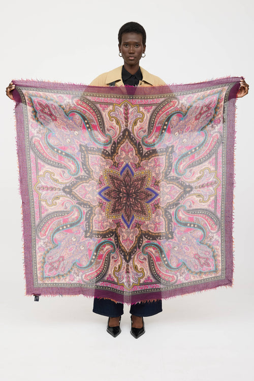 Etro Cashmere Multi Paisley Scarf