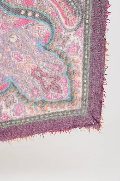 Etro Cashmere Multi Paisley Scarf