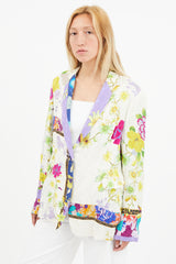 Etro White & Multi Silk Floral Blazer