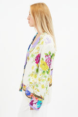 Etro White & Multi Silk Floral Blazer