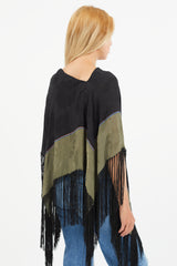 Etro Black & Multi Silk Floral Beaded Tassel Cape