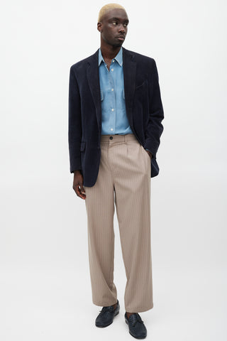 Etro Navy & Black Velour Houndstooth Blazer