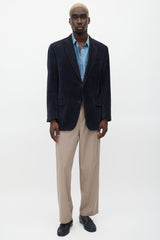 Etro Navy & Black Velour Houndstooth Blazer