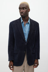 Etro Navy & Black Velour Houndstooth Blazer