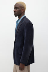 Etro Navy & Black Velour Houndstooth Blazer