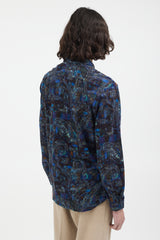 Etro Navy & Blue Paisley Knit Shirt