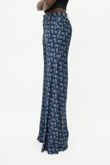 Etro Navy & Multicolour Paisley Wide Leg Trouser