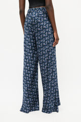 Etro Navy & Multicolour Paisley Wide Leg Trouser