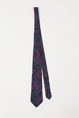 Etro Navy & Purple Paisley Tie
