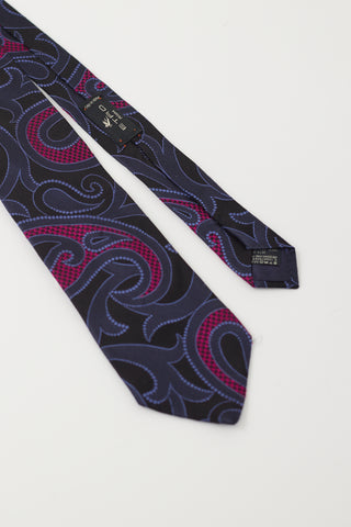 Etro Navy & Purple Paisley Tie