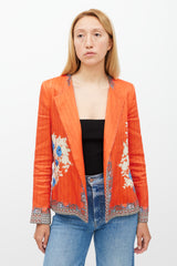 Etro Orange & Multicolour Floral Pleated Jacket
