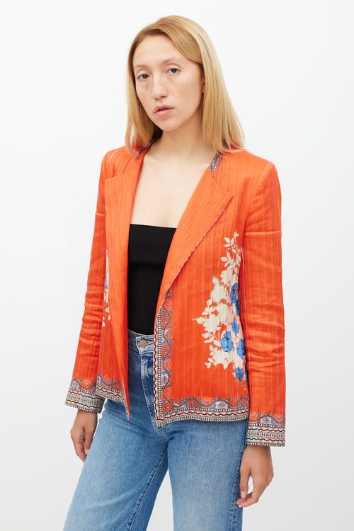 Etro Orange & Multicolour Floral Pleated Jacket