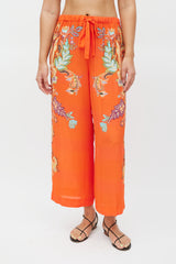 Etro Orange & Multicolour Wide Leg Paisley Trouser