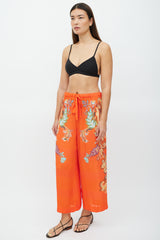Etro Orange & Multicolour Wide Leg Paisley Trouser