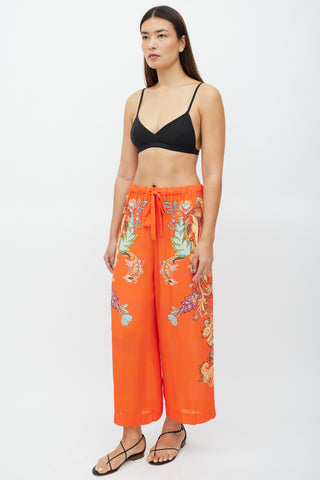Etro Orange & Multicolour Wide Leg Paisley Trouser