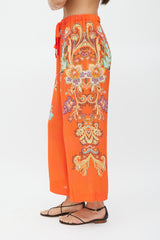 Etro Orange & Multicolour Wide Leg Paisley Trouser