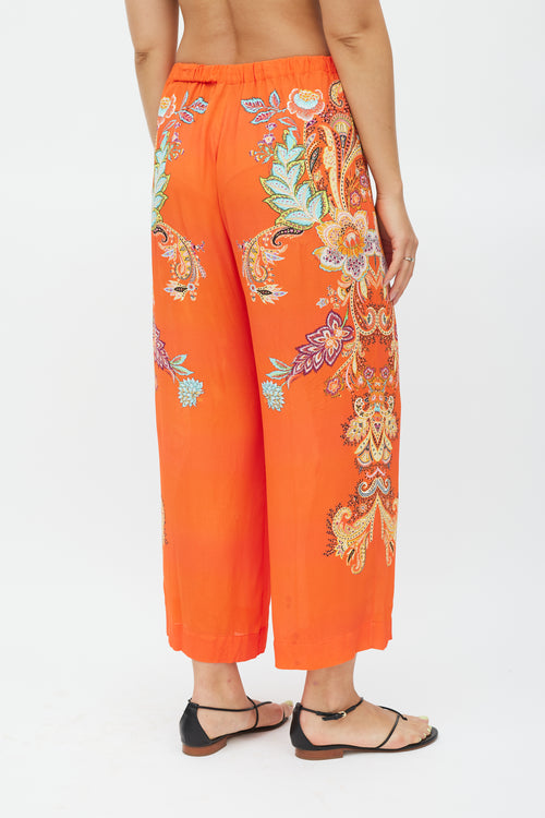 Etro Orange & Multicolour Wide Leg Paisley Trouser