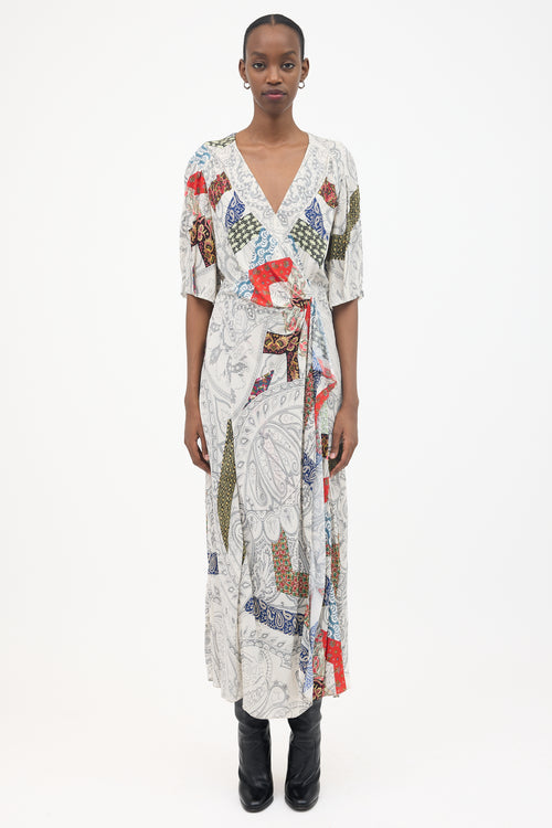 Etro Paisley Wrap Short Sleeve Dress