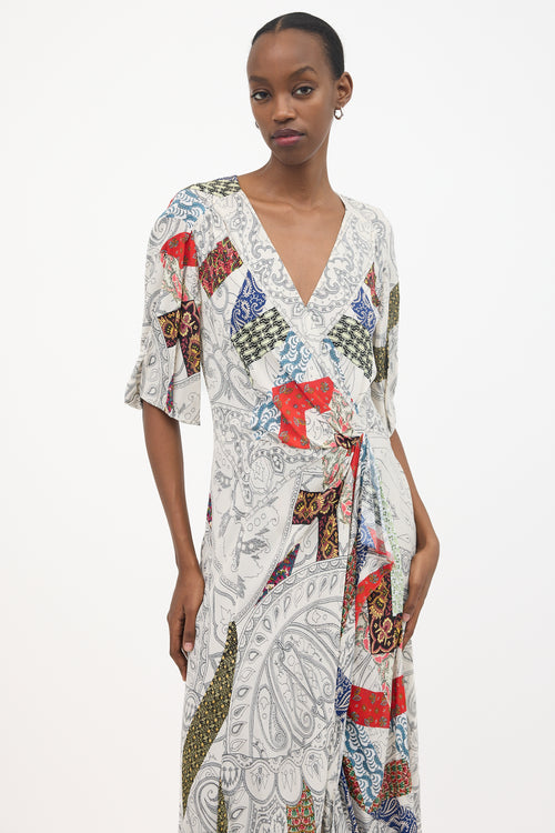 Etro Paisley Wrap Short Sleeve Dress