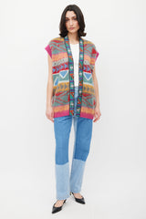 Etro Pink & Multicolour Geometric Mohair Vest
