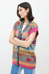 Etro Pink & Multicolour Geometric Mohair Vest