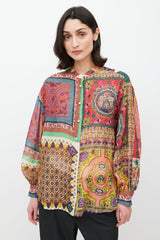 Etro Pink & Multicolour Geometric Sheer Shirt