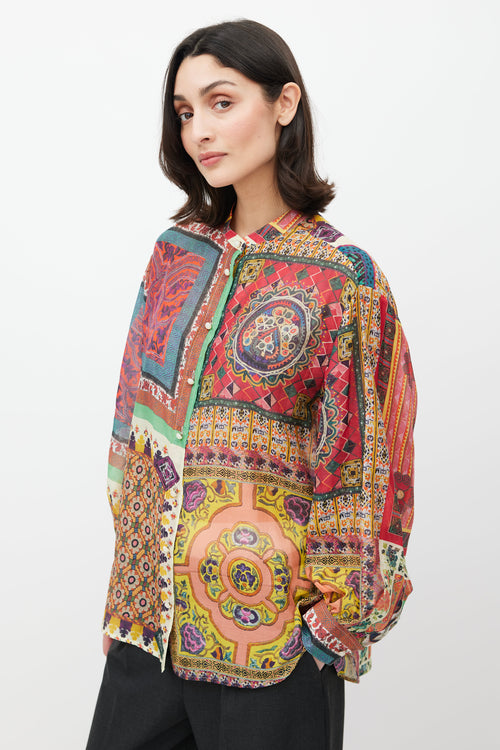 Etro Pink & Multicolour Geometric Sheer Shirt
