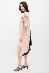 Etro Pink & Multicolour Ruffled Asymmetrical Floral Dress