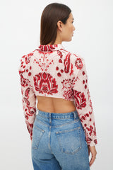 Etro Pink & Red Floral Cropped Top
