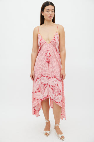 Etro Pink Silk Printed Handkerchief Dress