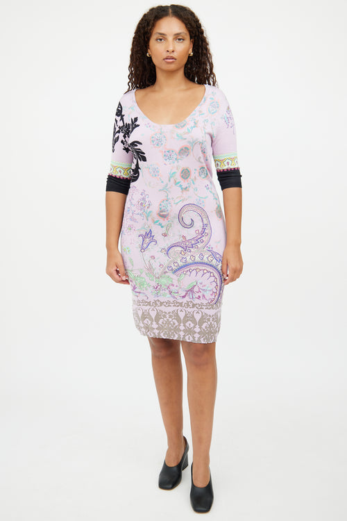 Etro Purple Multicolour Knit Paisley Dress