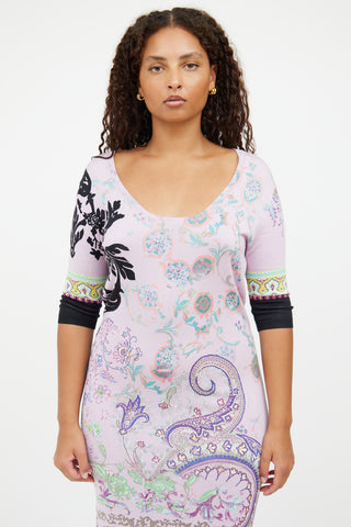 Etro Purple Multicolour Knit Paisley Dress