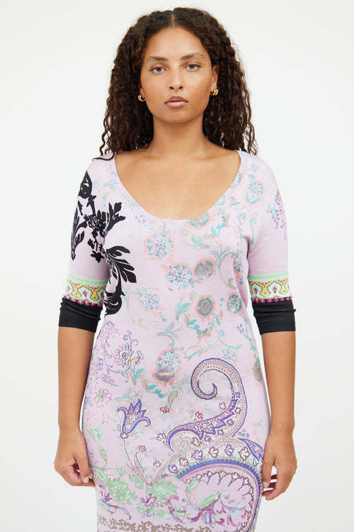 Etro Purple Multicolour Knit Paisley Dress