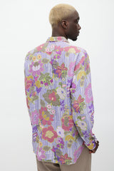 Etro Purple & Multicolour Linen Floral Polka Dot Shirt