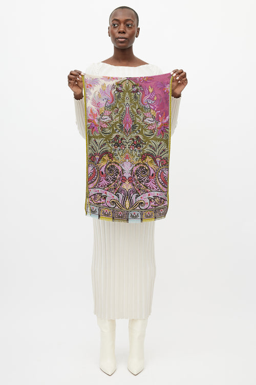 Etro Purple & Multicolour Paisley Cashmere Scarf