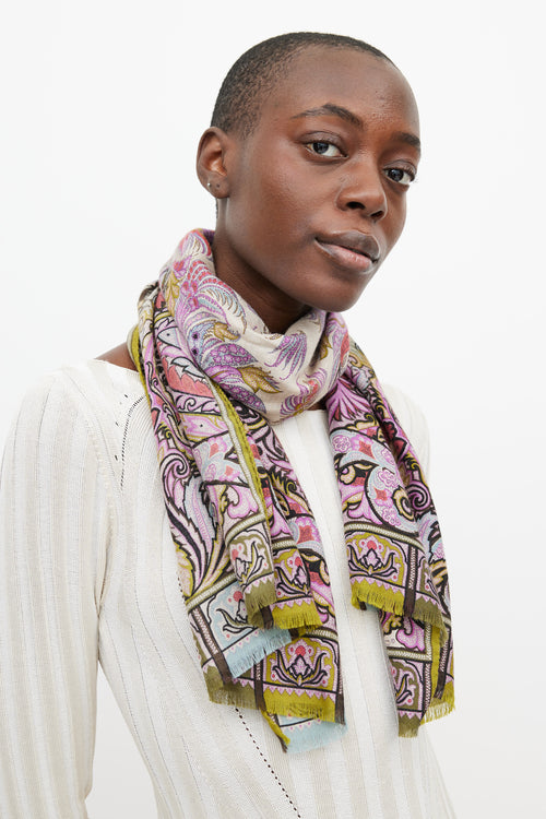 Etro Purple & Multicolour Paisley Cashmere Scarf