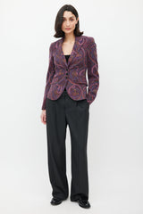 Etro Purple & Multicolour Paisley Wool Blazer