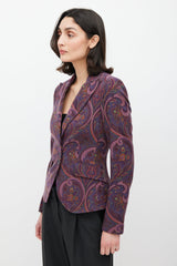 Etro Purple & Multicolour Paisley Wool Blazer