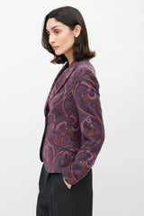 Etro Purple & Multicolour Paisley Wool Blazer