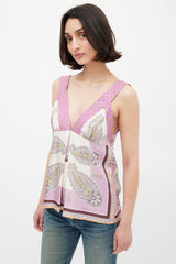 Etro Purple & Multicolour Silk Paisley V-Neck Top