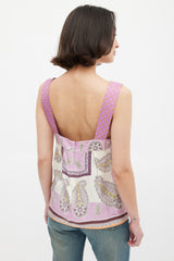Etro Purple & Multicolour Silk Paisley V-Neck Top