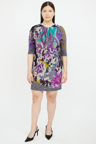 Etro Purple & Multi Printed 3/4 Sleeve Dress