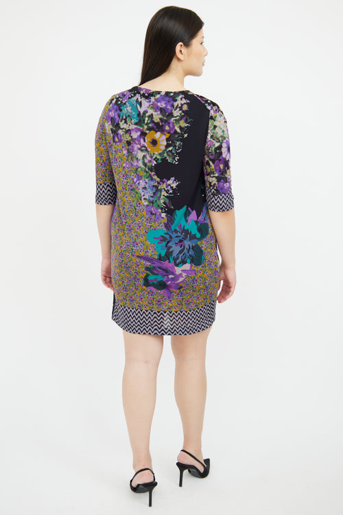 Etro Purple & Multi Printed 3/4 Sleeve Dress