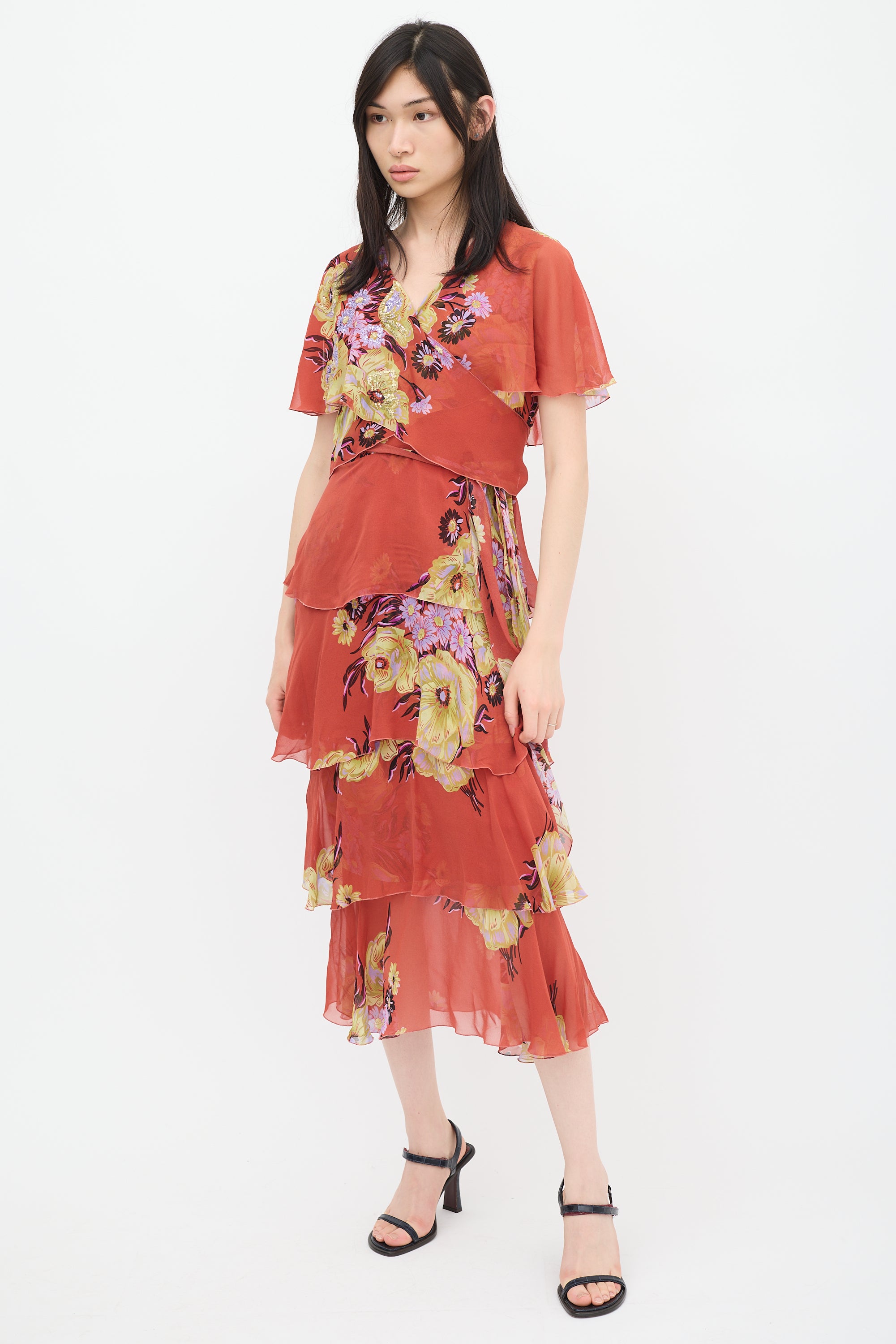 etro tiered silk mini dress Tiered ruffled paisley-print chiffon mini dress - beige